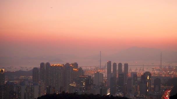 2018年3月10日香港 日没時のストーンカッターズ高速道路橋 — ストック動画