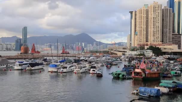 Мая 2018 Causeway Bay Typhoon Shelter Hong Kong — стоковое видео