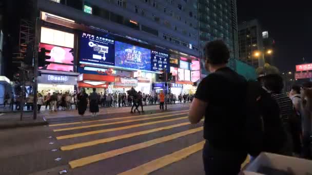 April 2018 Neon Lights Tsim Sha Tsui Street — Stock Video