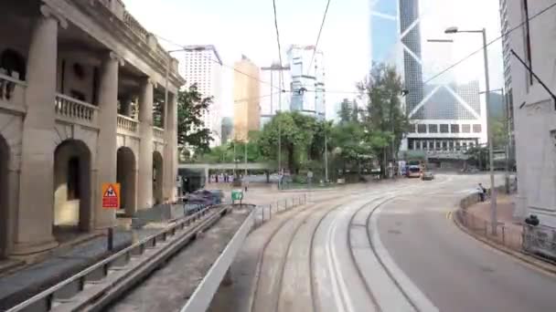 Апреля 2018 Временной Пейзаж Трамвайного Пути Гонконге — стоковое видео