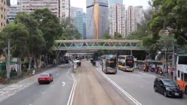 Aprile 2018 Paesaggio Temporale Della Del Tram Hong Kong — Video Stock