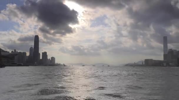 Авг 2018 Пейзаж Гавани Гонконга Виктория — стоковое видео
