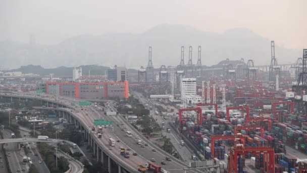 Kasım 2018 Hong Kong Kwai Tsing Konteynır Terminali — Stok video