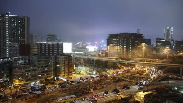 Marzo 2017 Traffico Notturno Strada Chatham Hong Kong — Video Stock