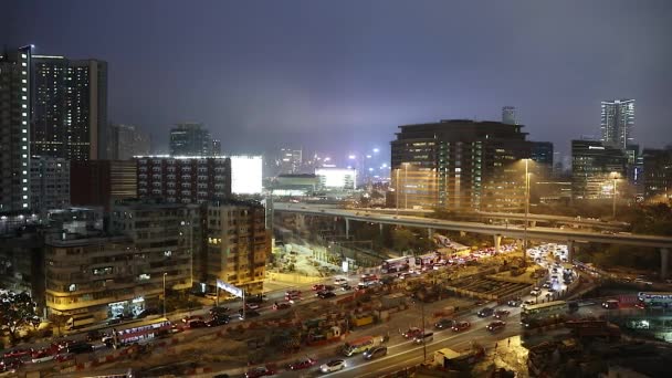 Marzo 2017 Traffico Notturno Strada Chatham Hong Kong — Video Stock