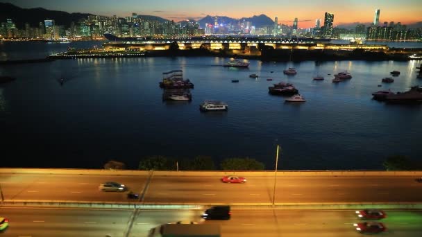 Ekim 2017 Hong Kong Gece Görüşlü Bir Kwun Tong Bypass — Stok video