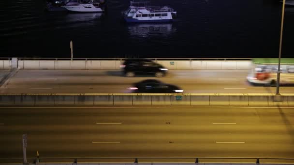 Oct 2017 Bypass Kwun Tong Con Vista Noche Hong Kong — Vídeo de stock