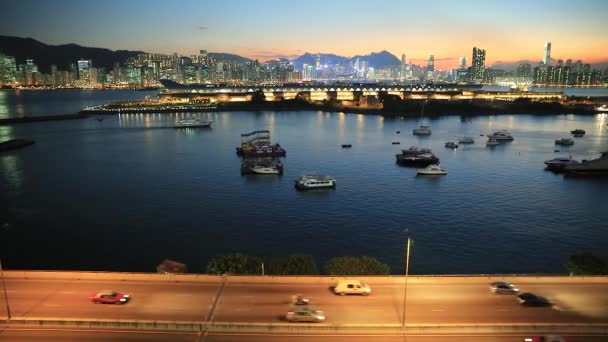 2017 Kwun Tong Bypass Hong Kong Night View — 비디오