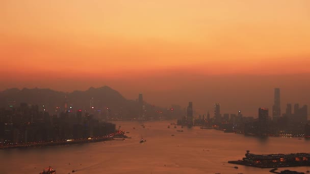 Oct 2017 Sunset Hong Kong Victoria Harbour — Stock Video