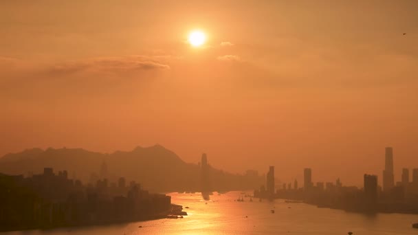 2017年10月21日日落在香港维多利亚港 — 图库视频影像