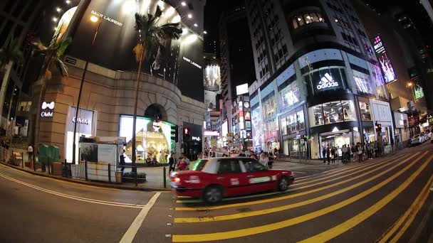 Oct 2017 Night Queens Road Central Hong Kong — стокове відео