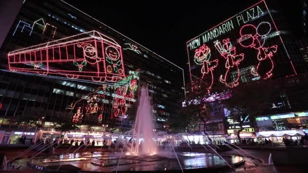 Декабря 2017 Красивые Рождественские Огни Гонконге — стоковое видео
