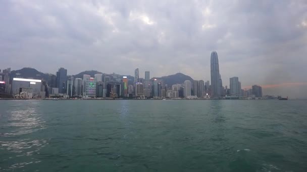 Dec 2017 Över Victoria Harbour Hongkong — Stockvideo