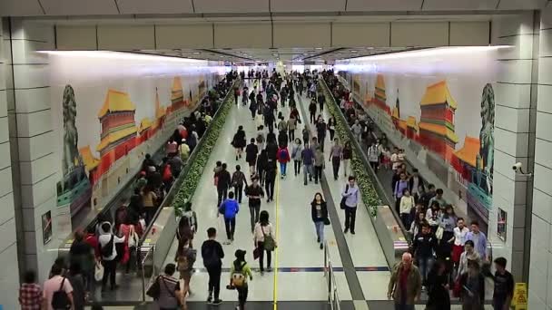 Jan 2017 Crowd Passenger Tourist Walking Subway Station — Vídeos de Stock