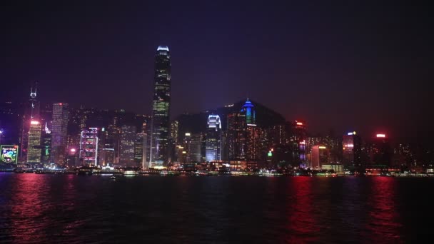 Dec 2017 Skyline Hong Kong Nachts — Stockvideo