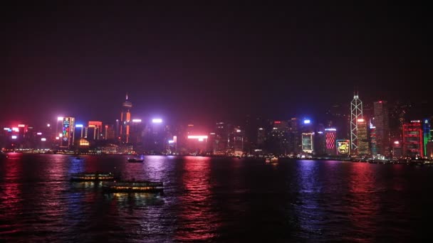 Декабря 2017 Hong Kong Skyline Night — стоковое видео