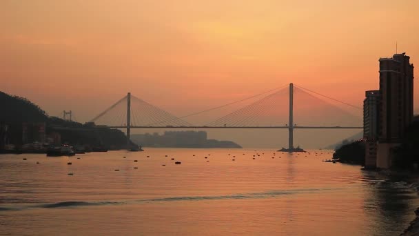 Οκτ 2017 Ηλιοβασίλεμα Στη Γέφυρα Ting Kau — Αρχείο Βίντεο