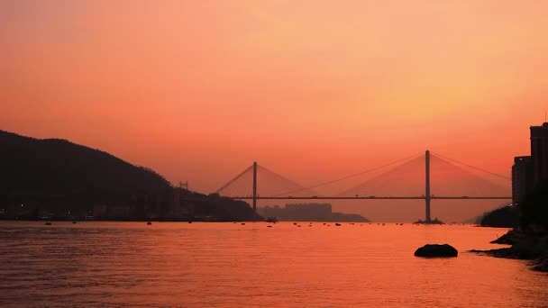 Oct 2017 Sunset Ting Kau Bridge — Stock Video