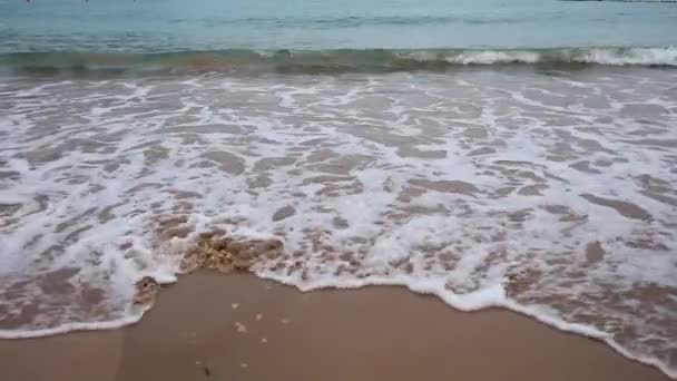 Bella Spiaggia Sabbiosa Morbida Onda Dell Oceano — Video Stock