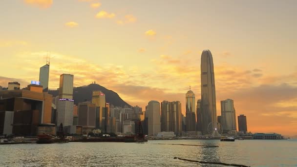 Kasım 2016 Günbatımı Viktorya Limanı Ndan Hong Kong Adasının Silueti — Stok video