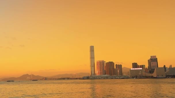 Nov 2016 Tramonto Skyline Dell Isola Hong Kong Dal Porto — Video Stock