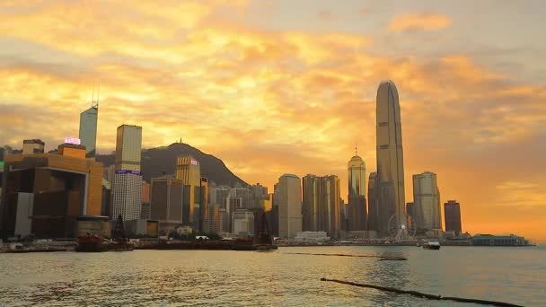 Nov 2016 Zonsondergang Skyline Van Hong Kong Eiland Vanuit Victoria — Stockvideo