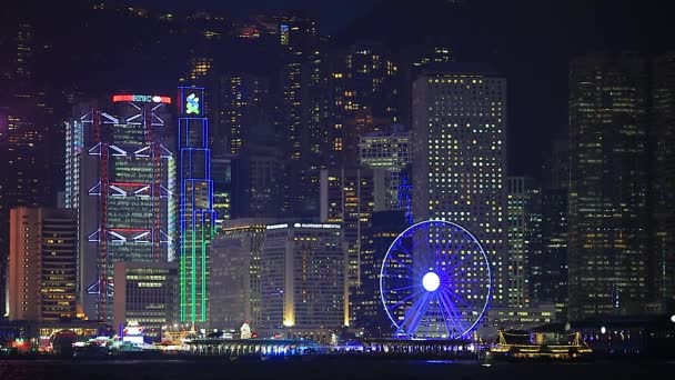 Δεκ 2016 Victoria Harbour Χονγκ Κονγκ Κτίρια Χριστουγεννιάτικη Διακόσμηση — Αρχείο Βίντεο