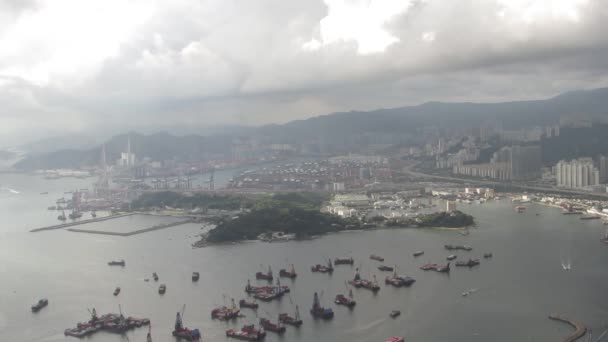 Aug 2014 Hong Kong Stonecutters Bridge Connects Stonecutters Island — Stockvideo