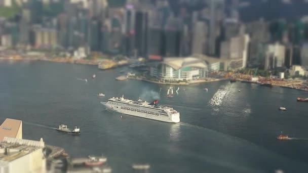 Aug 2014 Cruises Pisces Ship Passing Victoria Harbour Hong Kong — Stock Video