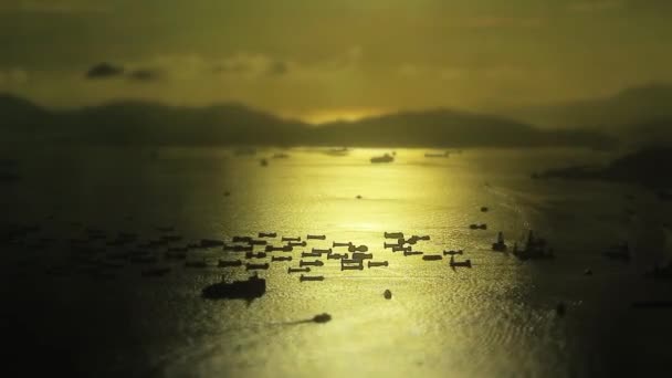 2014年8月9日维多利亚港视图 由香港岛西面观看 — 图库视频影像