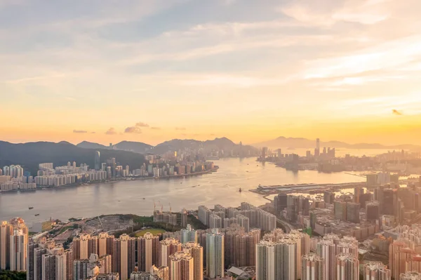 Mai 2022 Apus Soare Deasupra Portului Victoria Văzut Mananca Kowloon — Fotografie, imagine de stoc