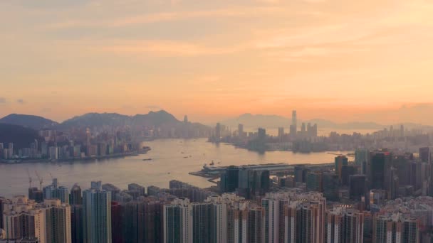 May 2022 Sunset Victoria Harbor Viewed East Kowloon — Vídeos de Stock
