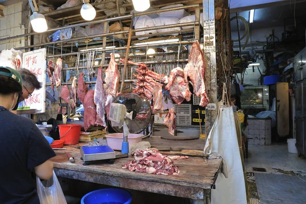 2022年7月3日土瓜湾街市屠房新鲜猪肉及牛肉 — 图库照片