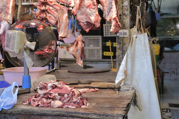 Julho 2022 Carne Porco Fresca Breef Açougue Mercado Kwa Wan — Fotografia de Stock