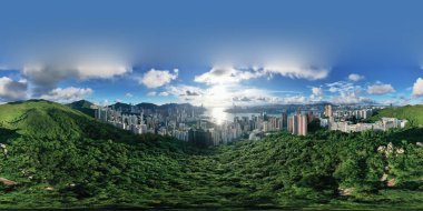 2 Mayıs 2022 Braemar Hill 'den Hong Kong' un panoramik görüntüsü.