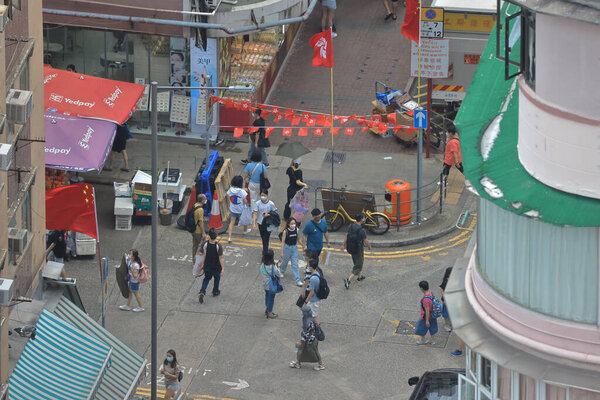 9 July 2022 the street scape of mong kok at hong kong 