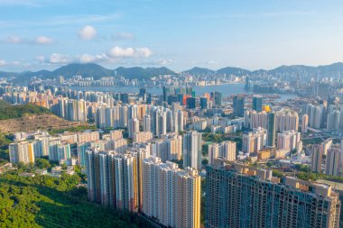 3 Mayıs 2022 Kowloon, Hong Kong şehir manzarası