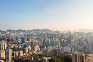 3 Mayıs 2022 Kowloon, Hong Kong şehir manzarası