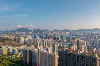 3 Mayıs 2022 Kowloon, Hong Kong şehir manzarası