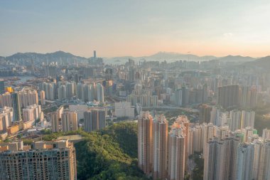 3 Mayıs 2022 Kowloon, Hong Kong şehir manzarası