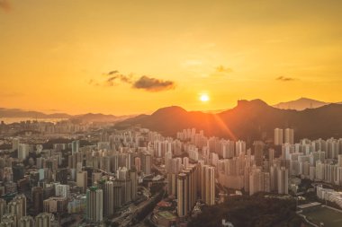 3 Mayıs 2022. Lion Rock, Hong Kong yakınlarındaki yerleşim bölgesi.