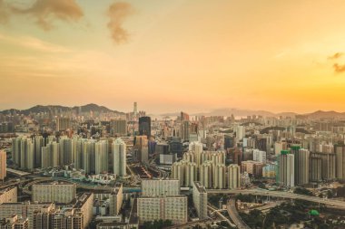 3 Mayıs 2022 Kowloon, Hong Kong şehir manzarası