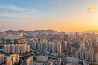 3 Mayıs 2022 Kowloon, Hong Kong şehir manzarası