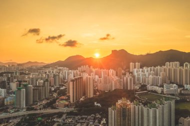 3 Mayıs 2022. Lion Rock, Hong Kong yakınlarındaki yerleşim bölgesi.