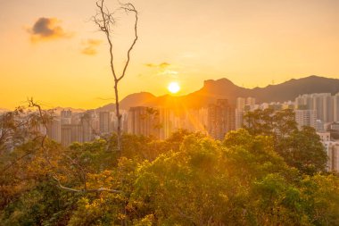 3 Mayıs 2022. Lion Rock, Hong Kong yakınlarındaki yerleşim bölgesi.