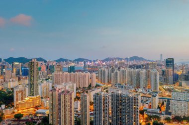 3 Mayıs 2022 Kowloon, Hong Kong şehir manzarası