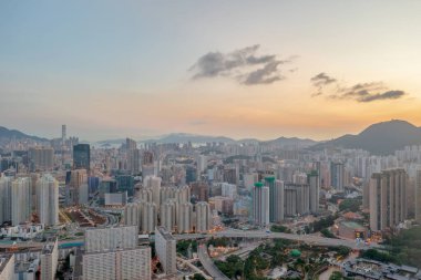 3 Mayıs 2022 Kowloon, Hong Kong şehir manzarası