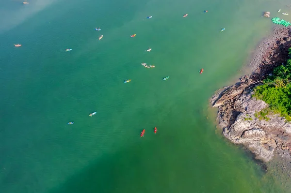May 2022 Rowers Canoe Floating Shore Sai Kung — Φωτογραφία Αρχείου