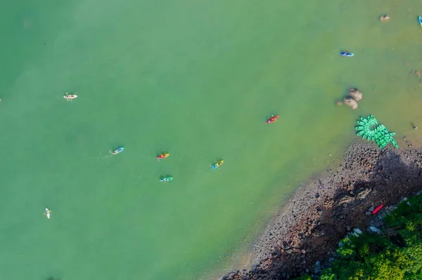 May 2022 Rowers Canoe Floating Shore Sai Kung — Foto Stock