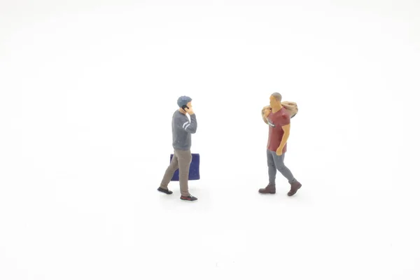 Mini Businessmen Walking Talking Phone — Foto de Stock